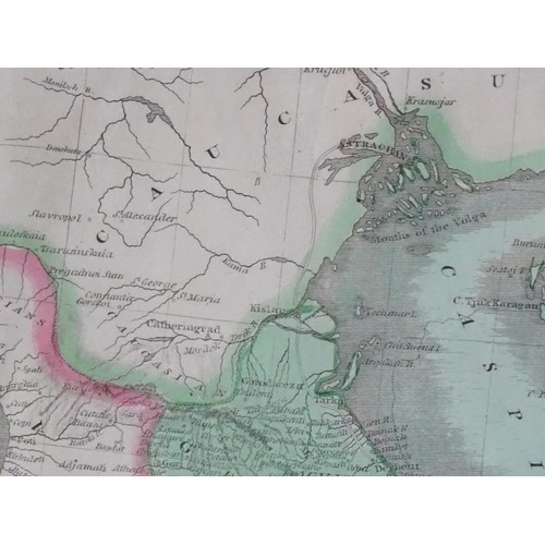 2014 - Map: A 19thC engraved and hand coloured map of Persia showing the different regions, to include mode... 