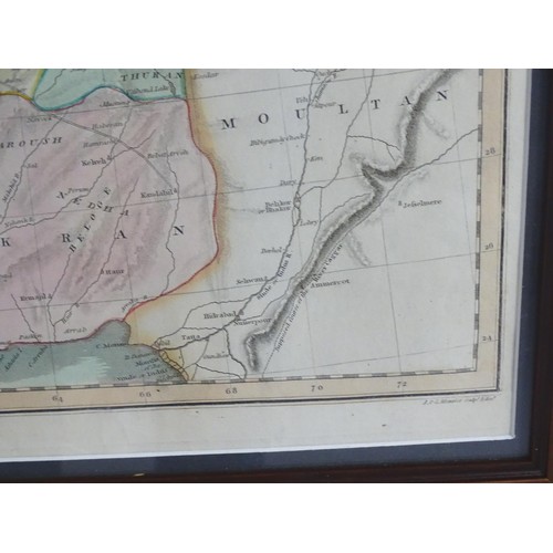 2014 - Map: A 19thC engraved and hand coloured map of Persia showing the different regions, to include mode... 