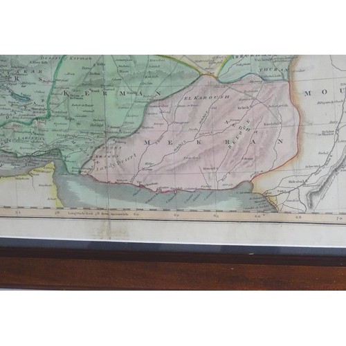 2014 - Map: A 19thC engraved and hand coloured map of Persia showing the different regions, to include mode... 