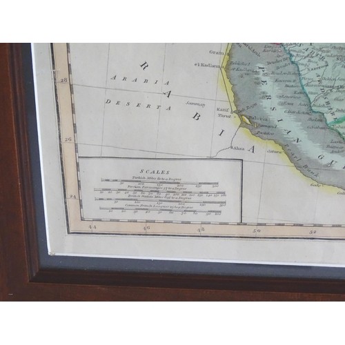 2014 - Map: A 19thC engraved and hand coloured map of Persia showing the different regions, to include mode... 