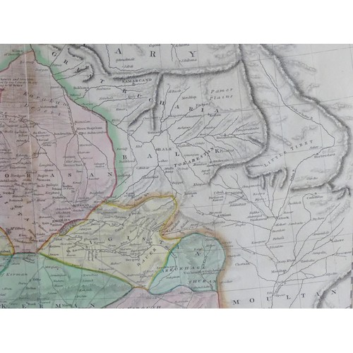 2014 - Map: A 19thC engraved and hand coloured map of Persia showing the different regions, to include mode... 