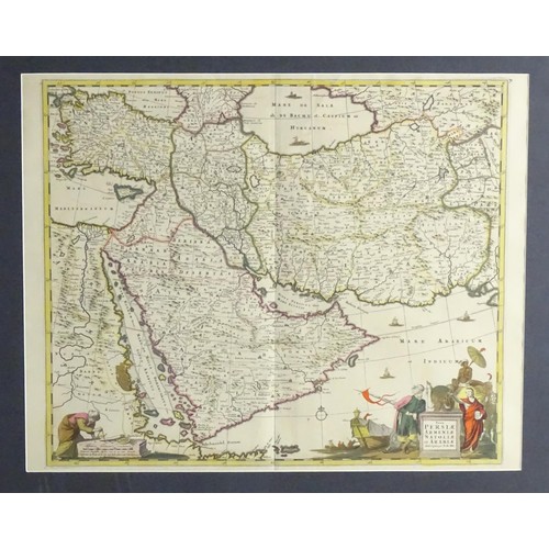 2015 - Map: A 17thC engraved and hand coloured map after Frederik de Wit (1630-1706) titled Nova Persiae, A... 