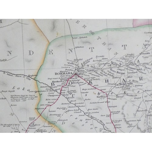 2016 - Map: A 19thC engraved map of Central Asia titled Bokhara, Cabool, Persia, The River Indus, & Countri... 