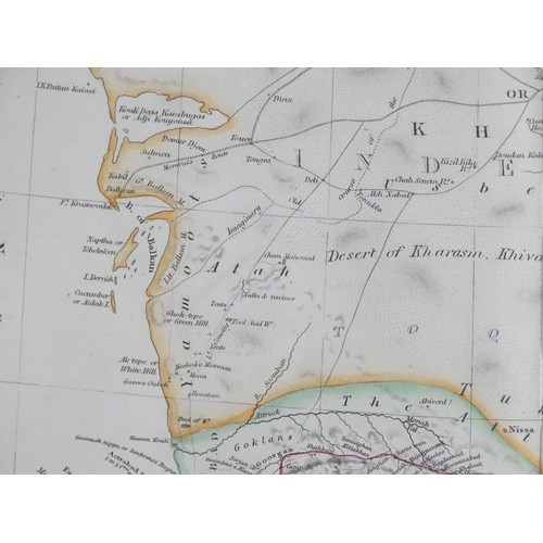 2016 - Map: A 19thC engraved map of Central Asia titled Bokhara, Cabool, Persia, The River Indus, & Countri... 