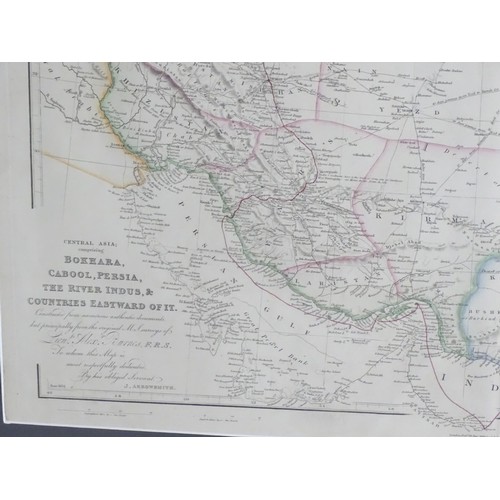 2016 - Map: A 19thC engraved map of Central Asia titled Bokhara, Cabool, Persia, The River Indus, & Countri... 