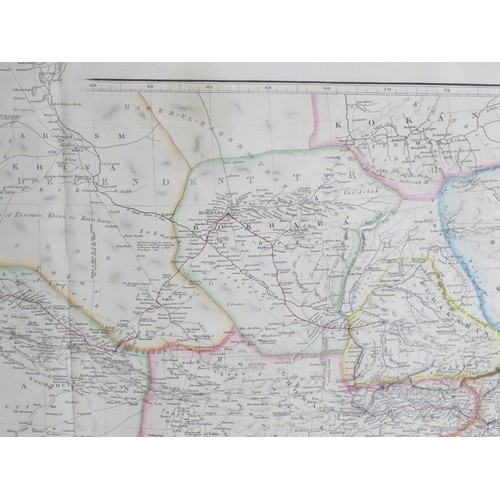 2016 - Map: A 19thC engraved map of Central Asia titled Bokhara, Cabool, Persia, The River Indus, & Countri... 