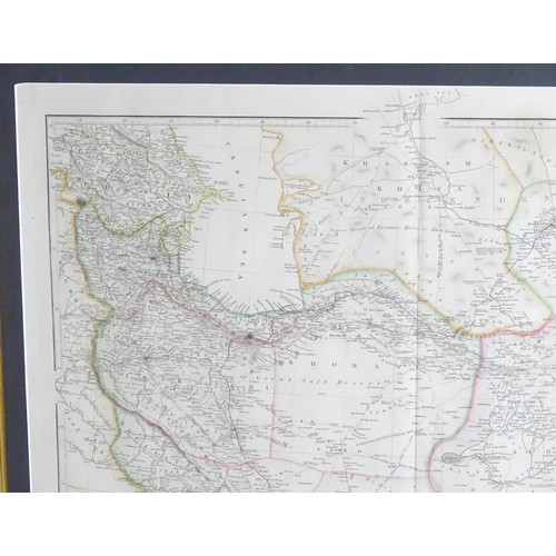 2016 - Map: A 19thC engraved map of Central Asia titled Bokhara, Cabool, Persia, The River Indus, & Countri... 