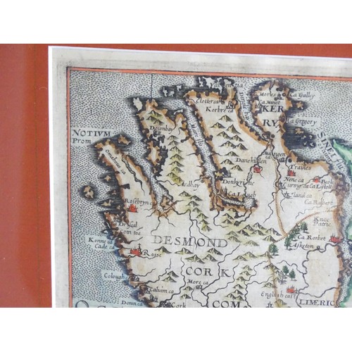 2019 - Map: A 17thC engraved and hand coloured map of Hiberniae, Ireland, after William Camden. Approx. 11