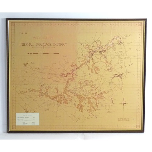 2022 - Map: A 20thC plan of Buckingham Internal Drainage District with hand coloured boundaries, river etc.... 