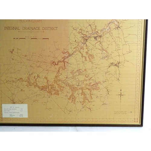 2022 - Map: A 20thC plan of Buckingham Internal Drainage District with hand coloured boundaries, river etc.... 