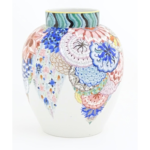 69 - A Russian Art Deco vase by Aleksey Vorobyevsky / A. Воробьевский with hand painted floral and foliat... 