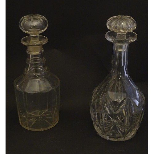 161 - A Georgian three-ring decanter, together with a Victorian  lead crystal decanter and a set of six 20... 