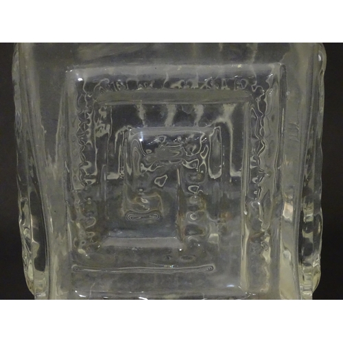 169 - A clear glass vase with Greek key pattern designed by Frank Thrower for Dartington . Approx 9 1/4