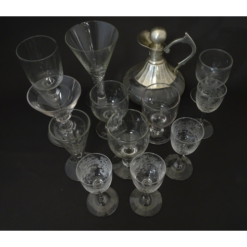 179 - A quantity of assorted 19thC and later drinking glasses together with a jug approx 6 1/2