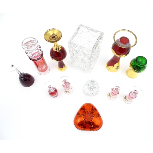 208 - A quantity of assorted glassware to include a cut crystal decanter together with various items of bo... 