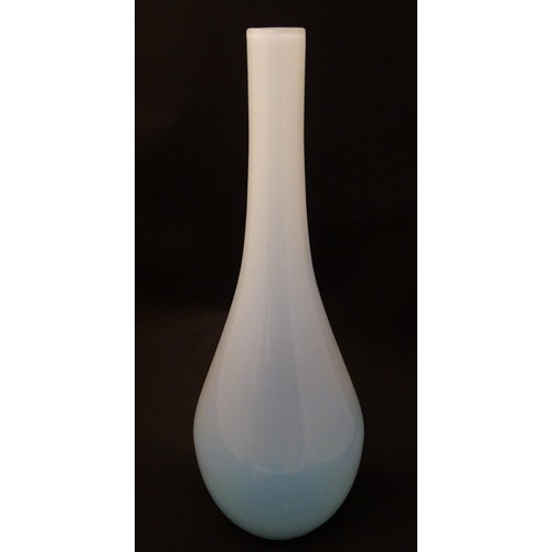 209 - A large Art glass vase, the white glass with blue detail . Approx 20