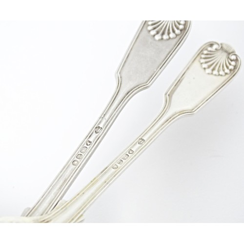 225 - Six silver Fiddle & Shell pattern teaspoons, four hallmarked London 1904, maker Josiah Williams & Co... 