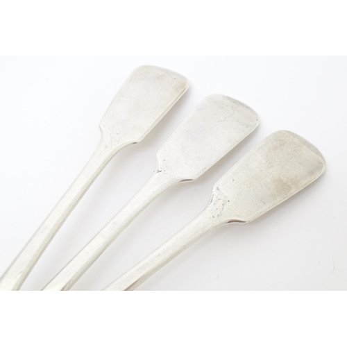 455 - Three Victorian silver Fiddle pattern tablespoons hallmarked London 1849, maker JW. Approx. 9