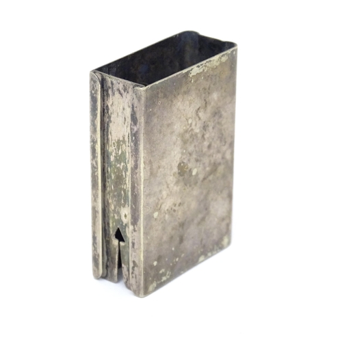 466 - A white metal match box sleeve. Approx. 2 1/4