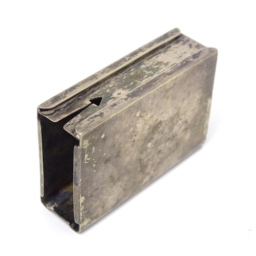 466 - A white metal match box sleeve. Approx. 2 1/4