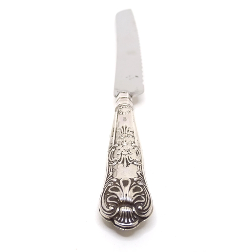 475 - A silver handled King's pattern bread knife, hallmarked Sheffield 1979, maker Harrison Brothers. App... 