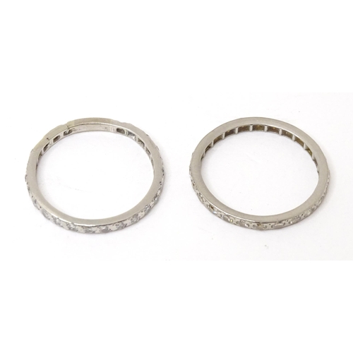 623 - Two platinum diamond eternity rings (2)