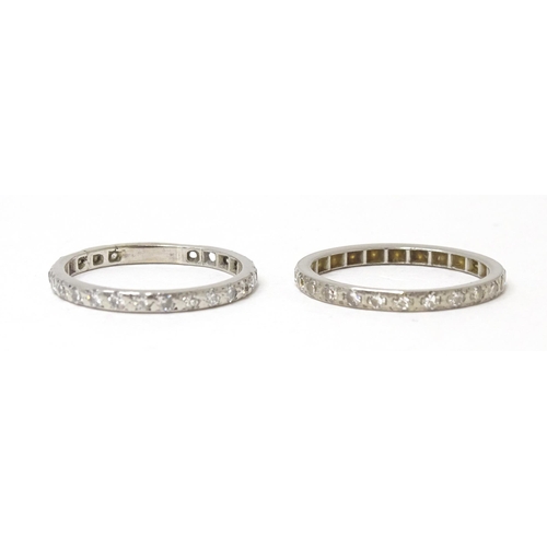 623 - Two platinum diamond eternity rings (2)