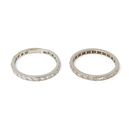 623 - Two platinum diamond eternity rings (2)