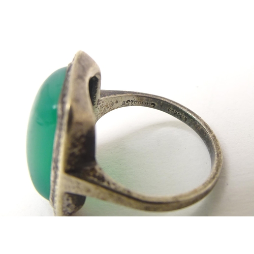 747 - Three various Continental silver rings including one set with rose quart, another with turquoise. (3... 