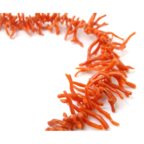 750 - A vintage coral branch necklace. Approx 20