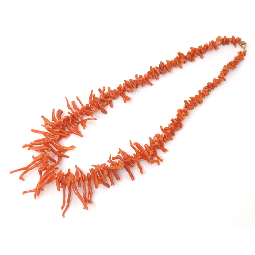 750 - A vintage coral branch necklace. Approx 20