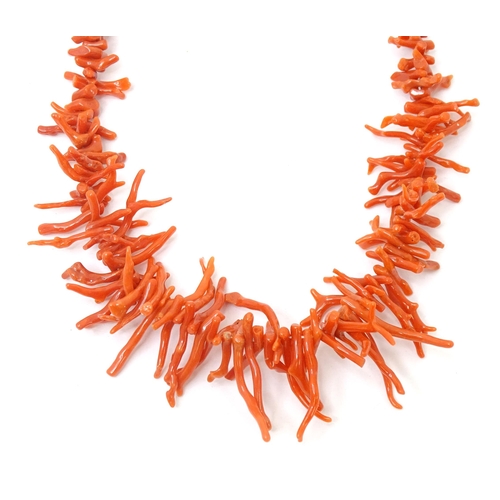 750 - A vintage coral branch necklace. Approx 20