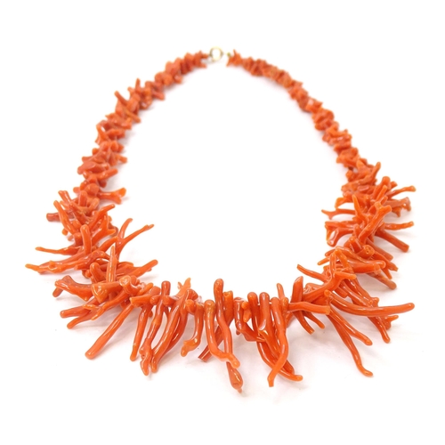 750 - A vintage coral branch necklace. Approx 20