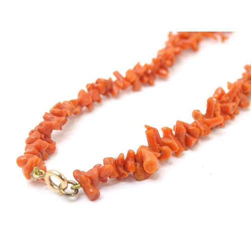 750 - A vintage coral branch necklace. Approx 20