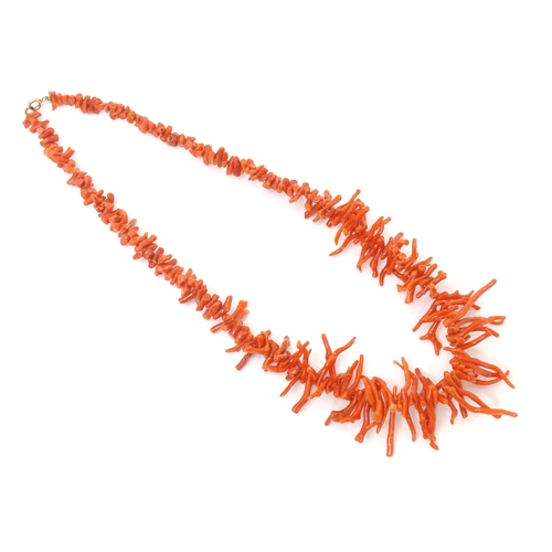 750 - A vintage coral branch necklace. Approx 20