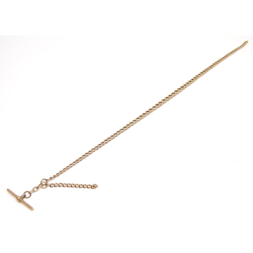 793 - A 9ct gold Albert watch chain. Approx 14 1/2