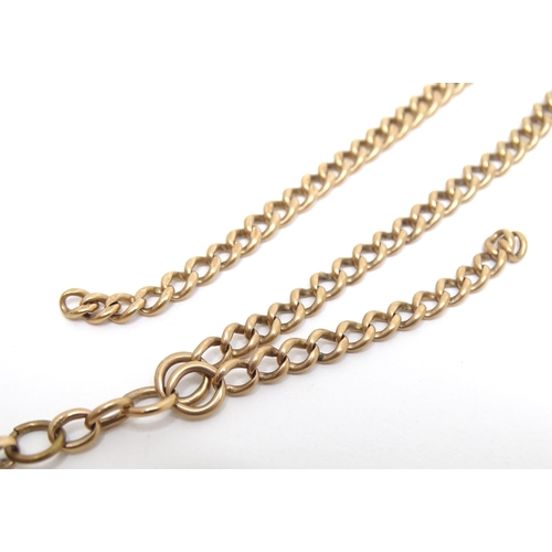 793 - A 9ct gold Albert watch chain. Approx 14 1/2