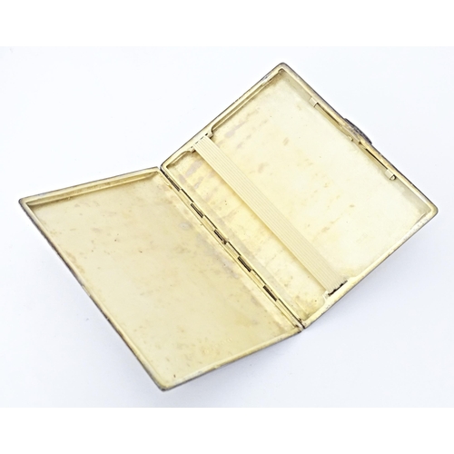 254 - An Art Deco silver cigarette case with engine turned decoration and gilded interior, hallmarked Birm... 