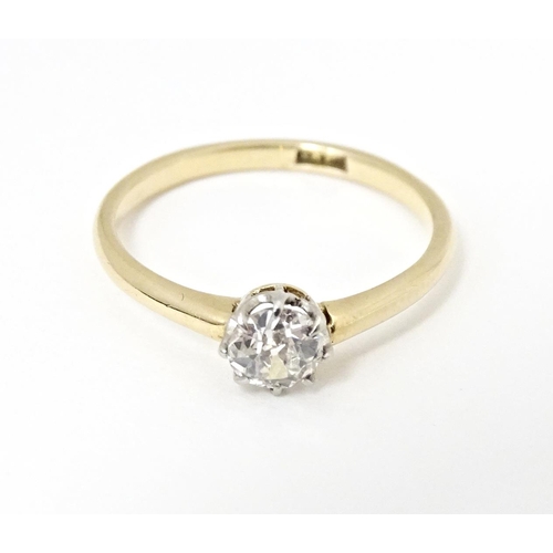 588 - An 18ct diamond solitaire ring. Diamond approx. 4mm. Ring size approx. L 1/2