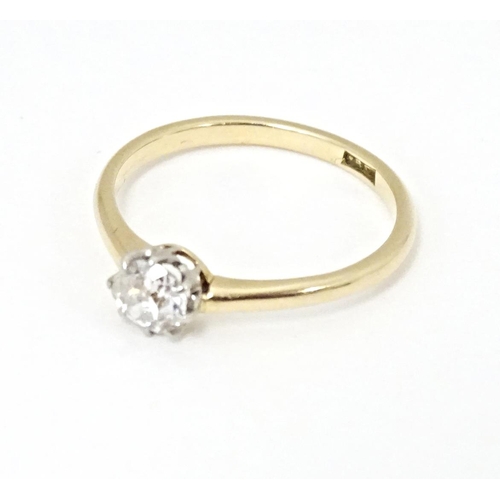 588 - An 18ct diamond solitaire ring. Diamond approx. 4mm. Ring size approx. L 1/2