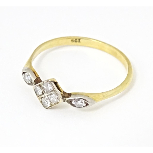 603 - A gold ring set with diamonds, marked 8ct. Ring size approx. Q