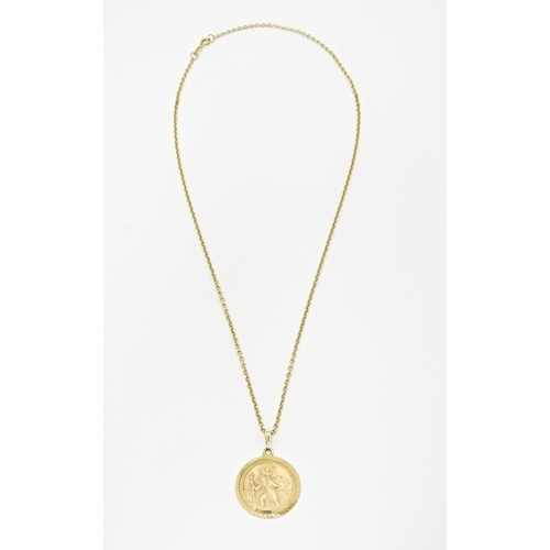 629 - A 9ct gold chain with St. Christopher. Chain approx. 18