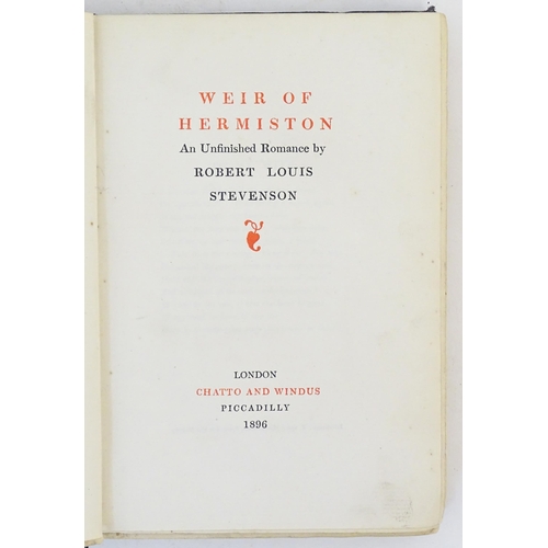 856 - Books: Two titles by Robert Louis Stevenson comprising Across the Plains, 1892, and Weir of Hermisto... 