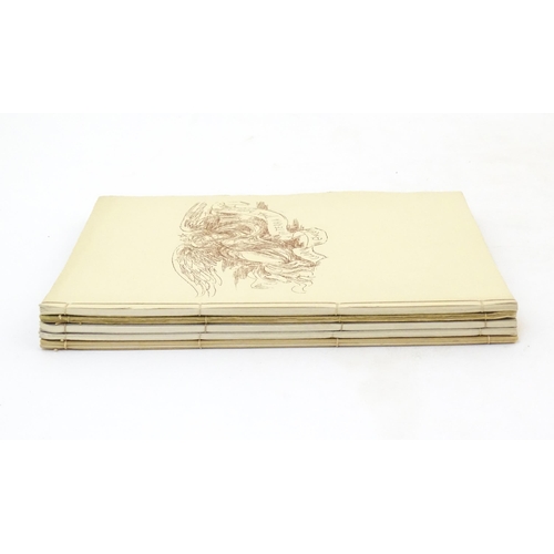 876 - Books: Five author's proof hand bound books by Richard Ziegler with illustrations and German text. S... 