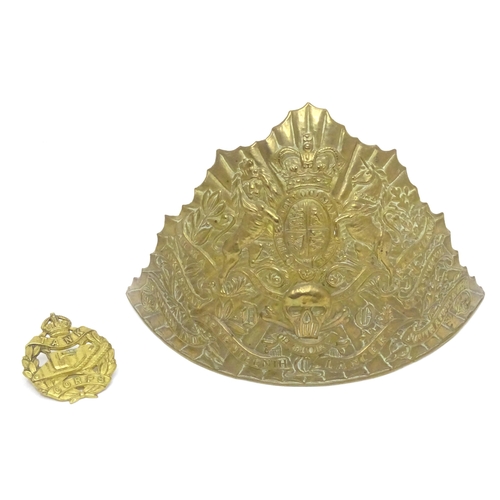 807 - Militaria: a 17th Lancers (1759-1922) pressed brass czapka cap plate, decorated with regimental insi... 