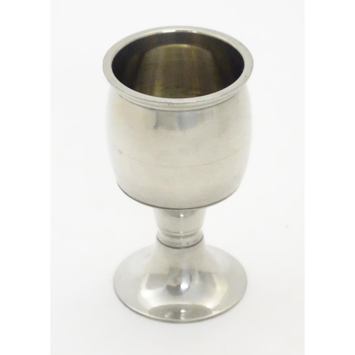 1067 - A 20thC pewter goblet / pedestal cup by A. E. Williams, Birmingham. Approx. 4 1/2