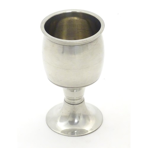 1067 - A 20thC pewter goblet / pedestal cup by A. E. Williams, Birmingham. Approx. 4 1/2