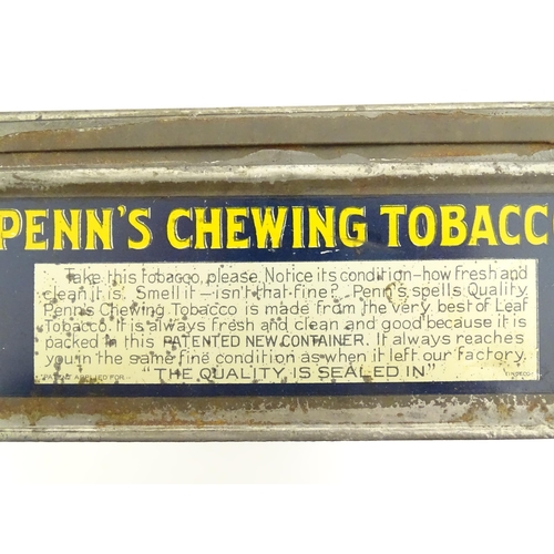 1076 - An early 20thC advertising tin for Penn's Natural Leaf chewing tobacco. Approx. 3