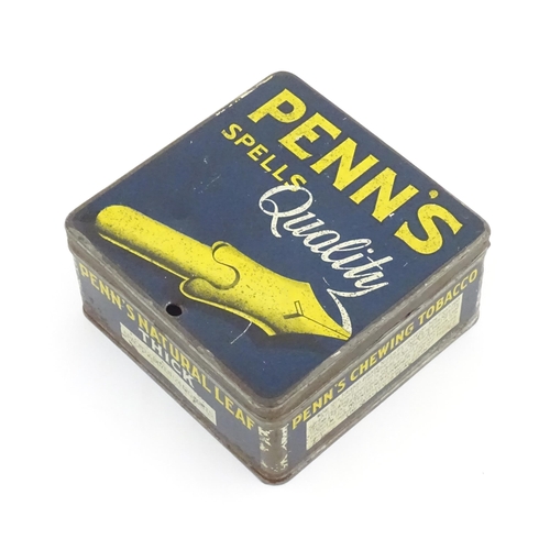 1076 - An early 20thC advertising tin for Penn's Natural Leaf chewing tobacco. Approx. 3