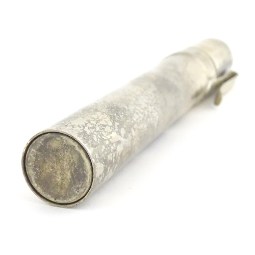 1093 - A 20thC silver plate cigar case containing a Don Pablo Cigar Co. cigar. Together with a two tier tab... 